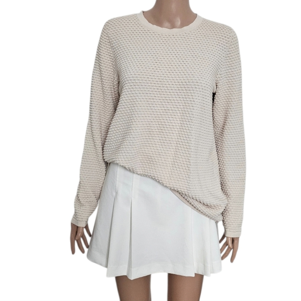 COS Textured Sweater Beige Cream Neutral Cotton Pucker Bubble Knit
